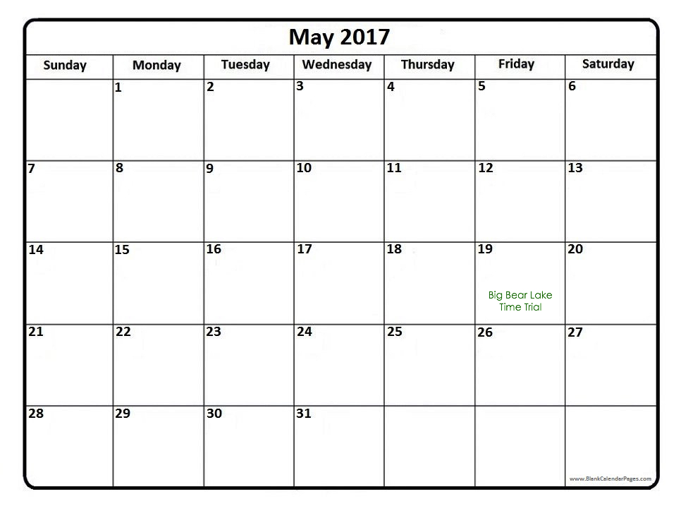 May 2017 calendar with small event